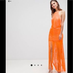 ASOS DESIGN dropped waist fringe maxi dress